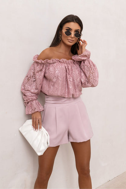 beige lace mini blouse view 8
