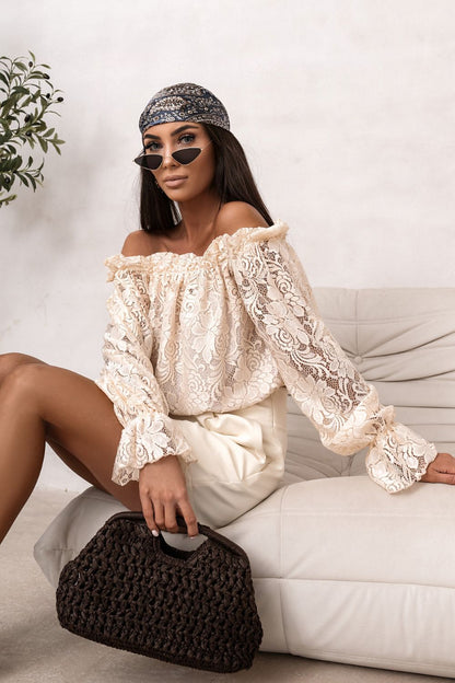 beige lace mini blouse view 10