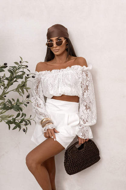 beige lace mini blouse view 13