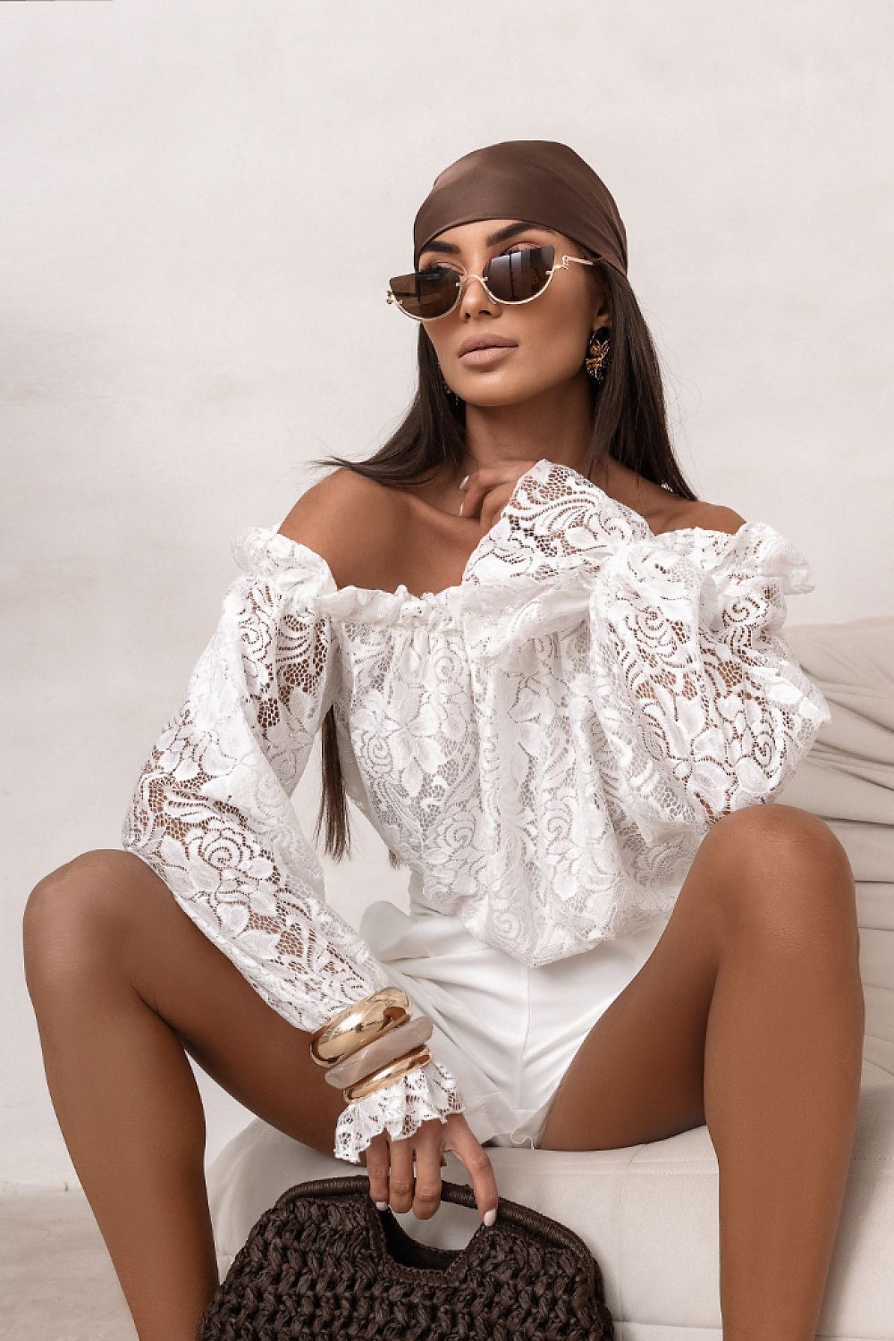beige lace mini blouse view 14