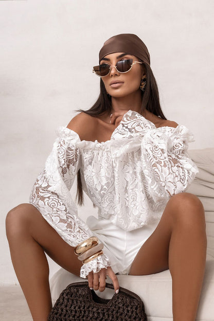 beige lace mini blouse view 14
