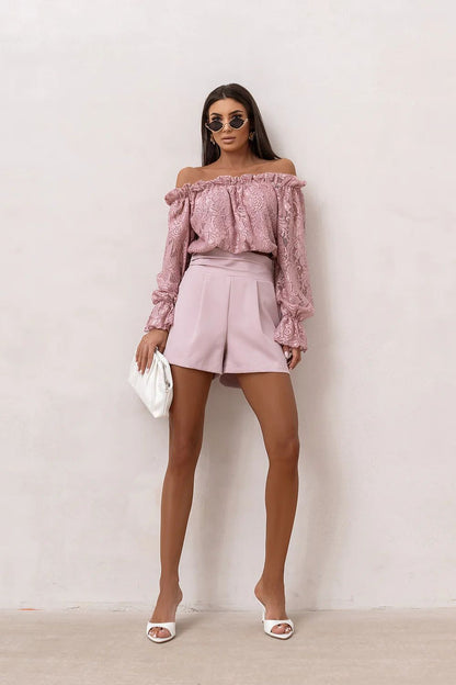 beige lace mini blouse view 9