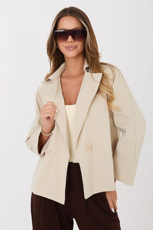 beige coat front view
