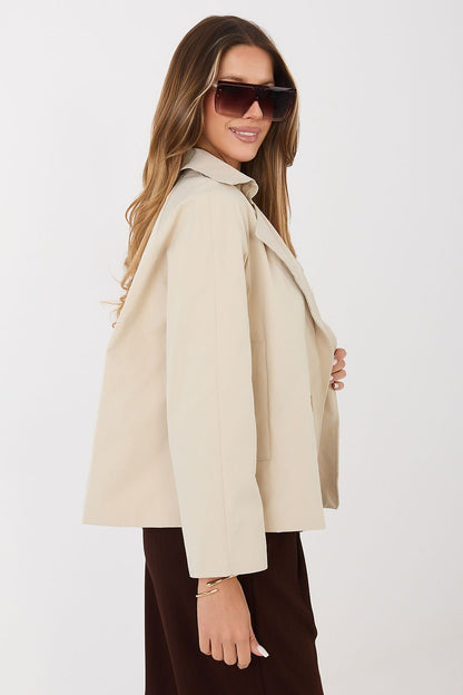 beige coat detail view