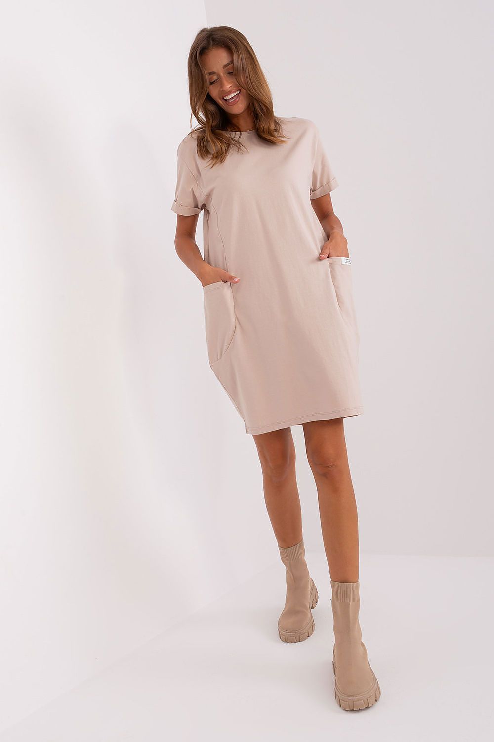 pink short sleeve mini day dress view 8