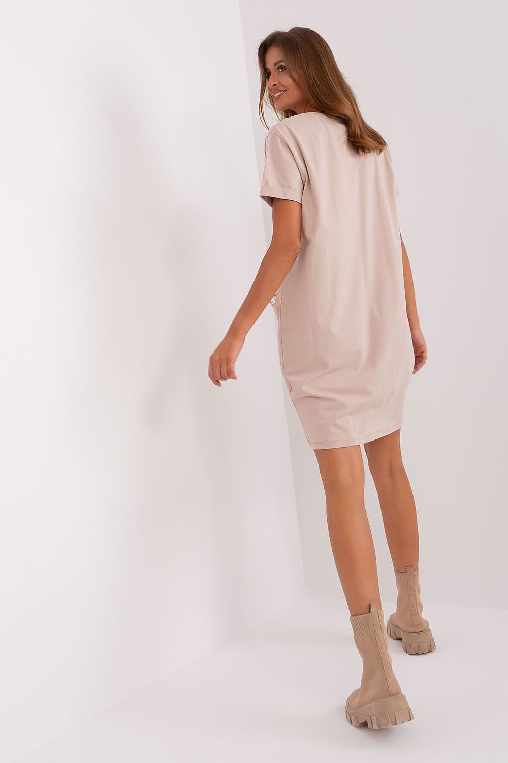 pink short sleeve mini day dress view 9