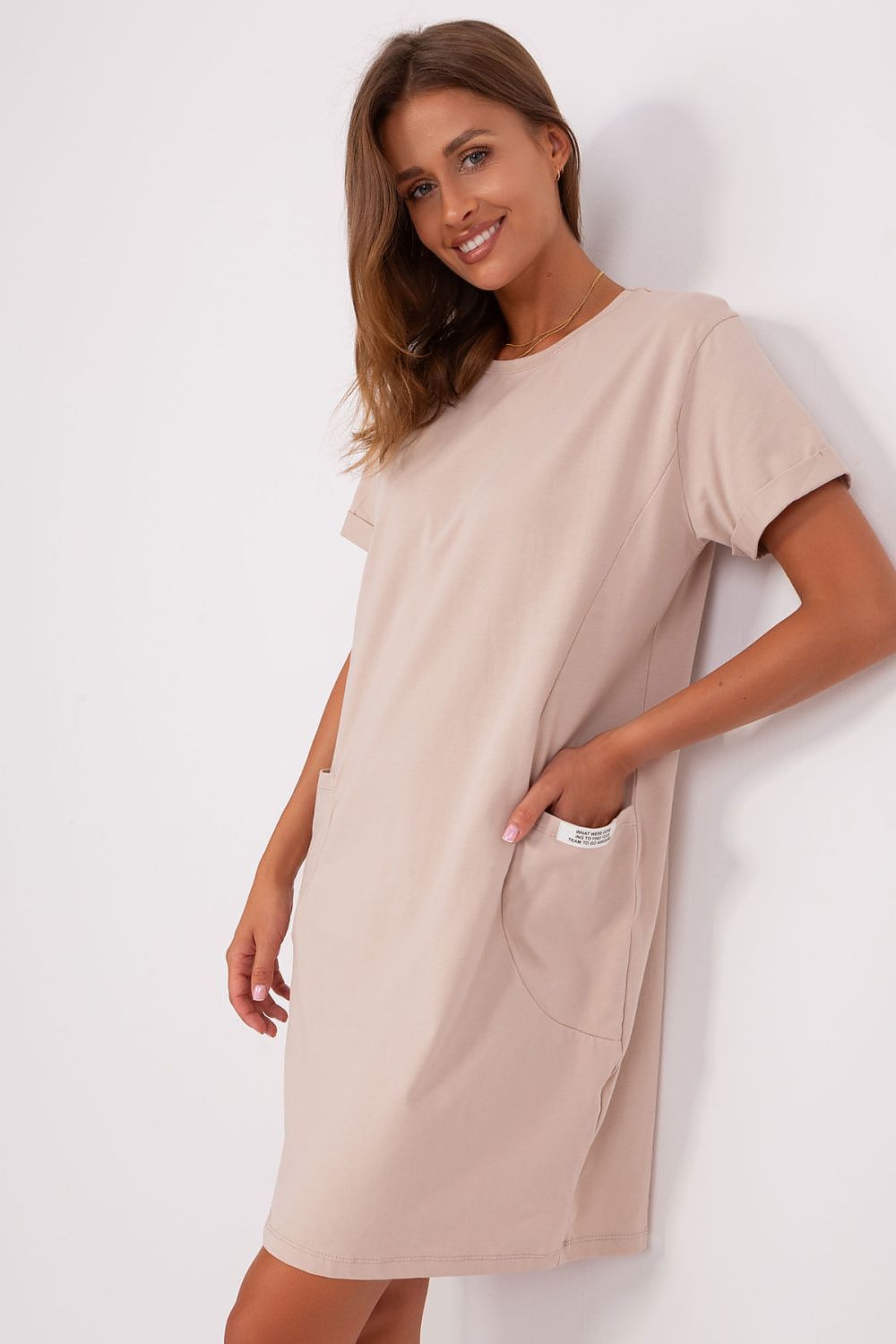 pink short sleeve mini day dress view 11