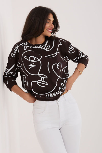 Women's Blue, Brown, and Black Blouse view 6