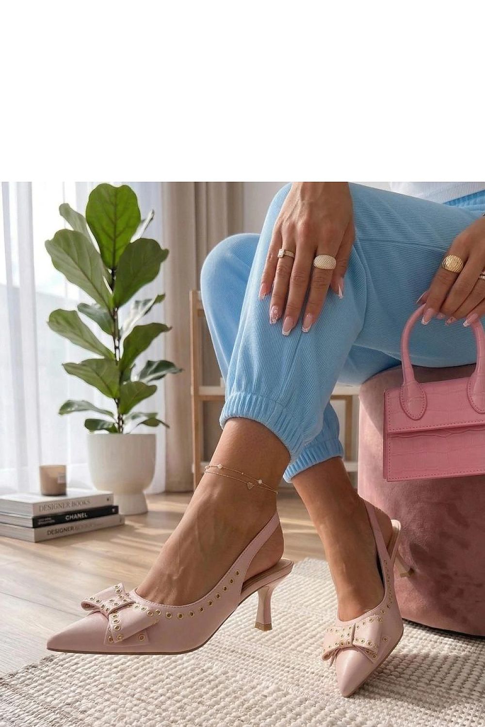 Women's Pink, Black, and Green Faux Leather High Heels front view