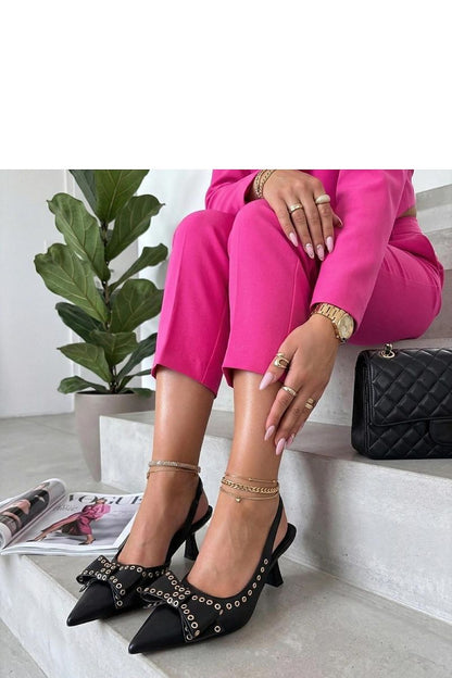 Women's Pink, Black, and Green Faux Leather High Heels detail view