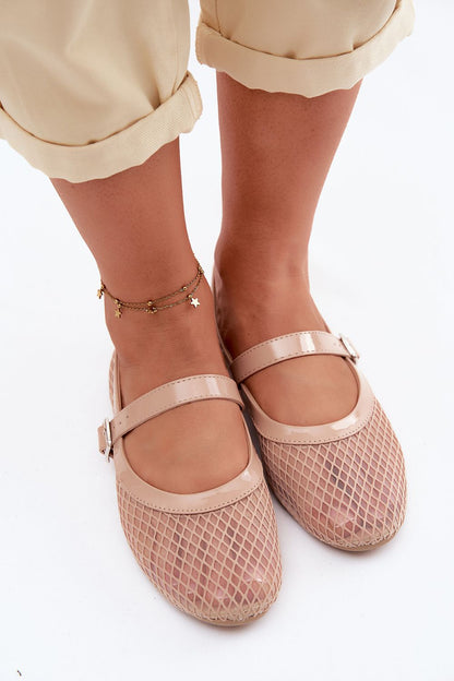 Women's Black and Beige Eco Leather 1 Cm Heel Ballet Flats view 6