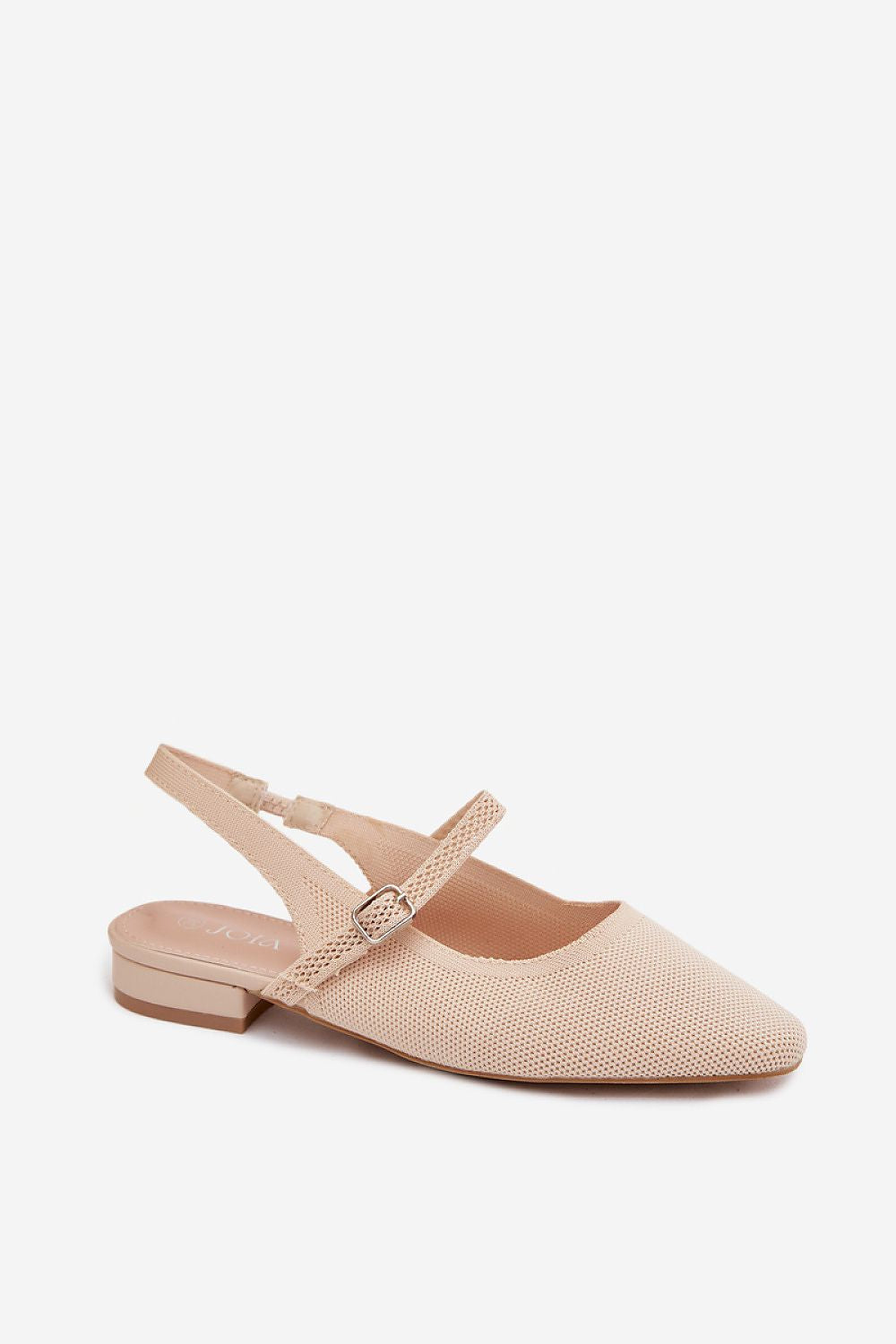 Women's Beige Fabric 2 Cm Heel Sandals side view