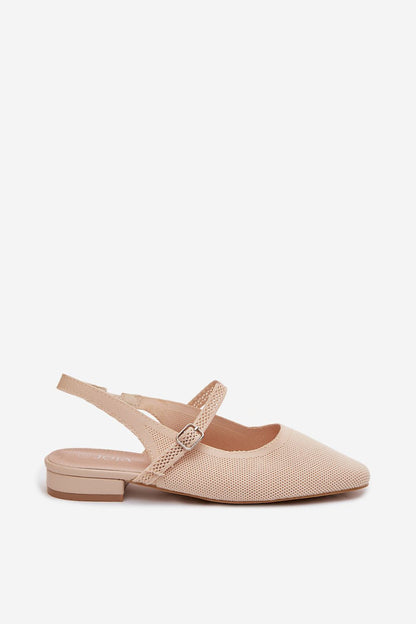 Women's Beige Fabric 2 Cm Heel Sandals detail view