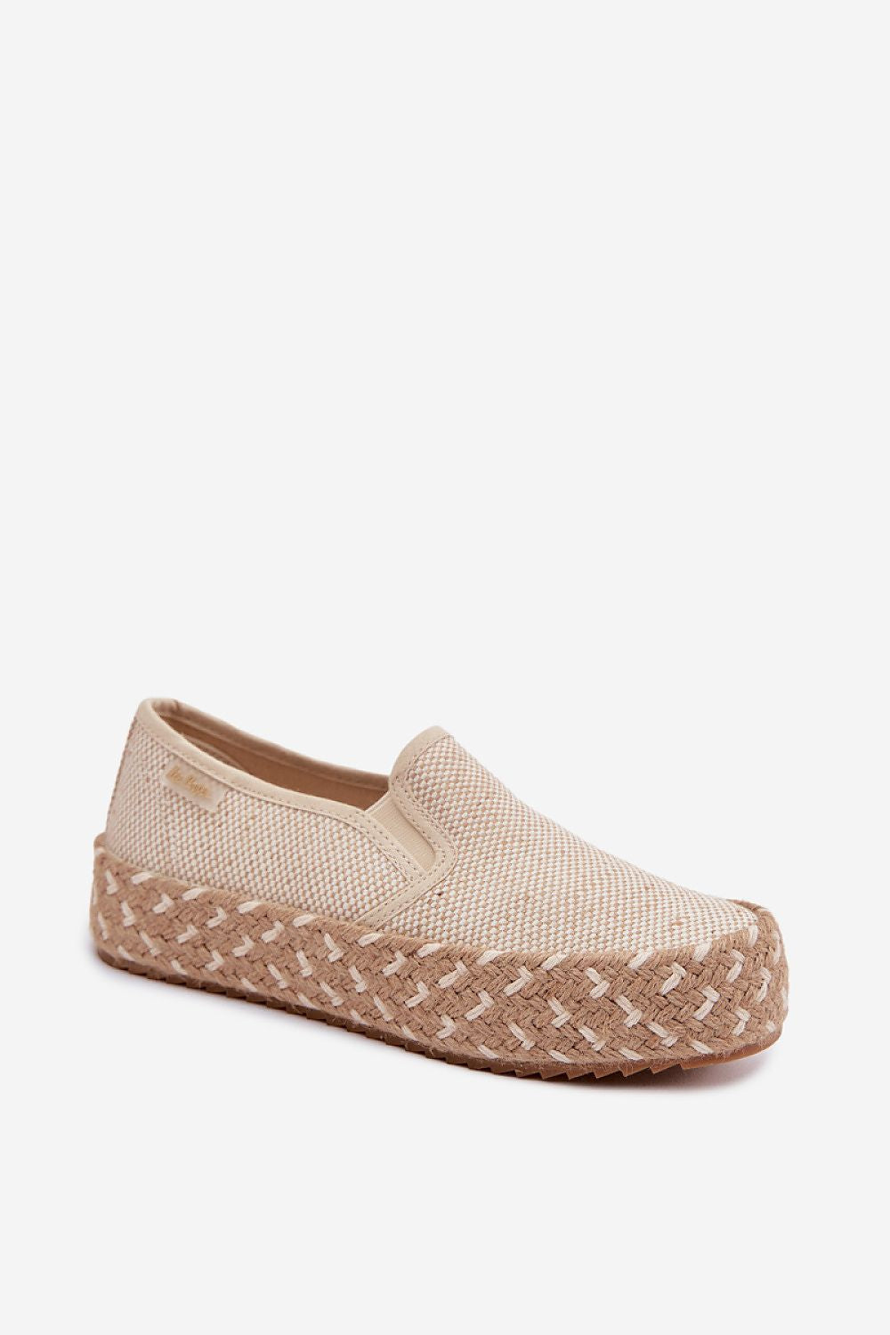 Women's Beige Fabric Platform Sole Espadrilles side view