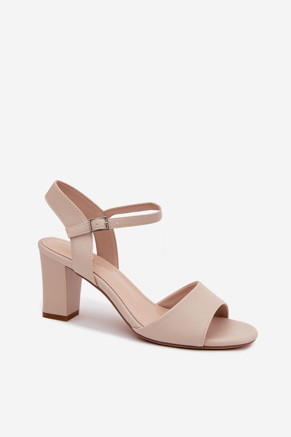 Women's Yellow and Beige Faux Leather Heeled Sandals view 5