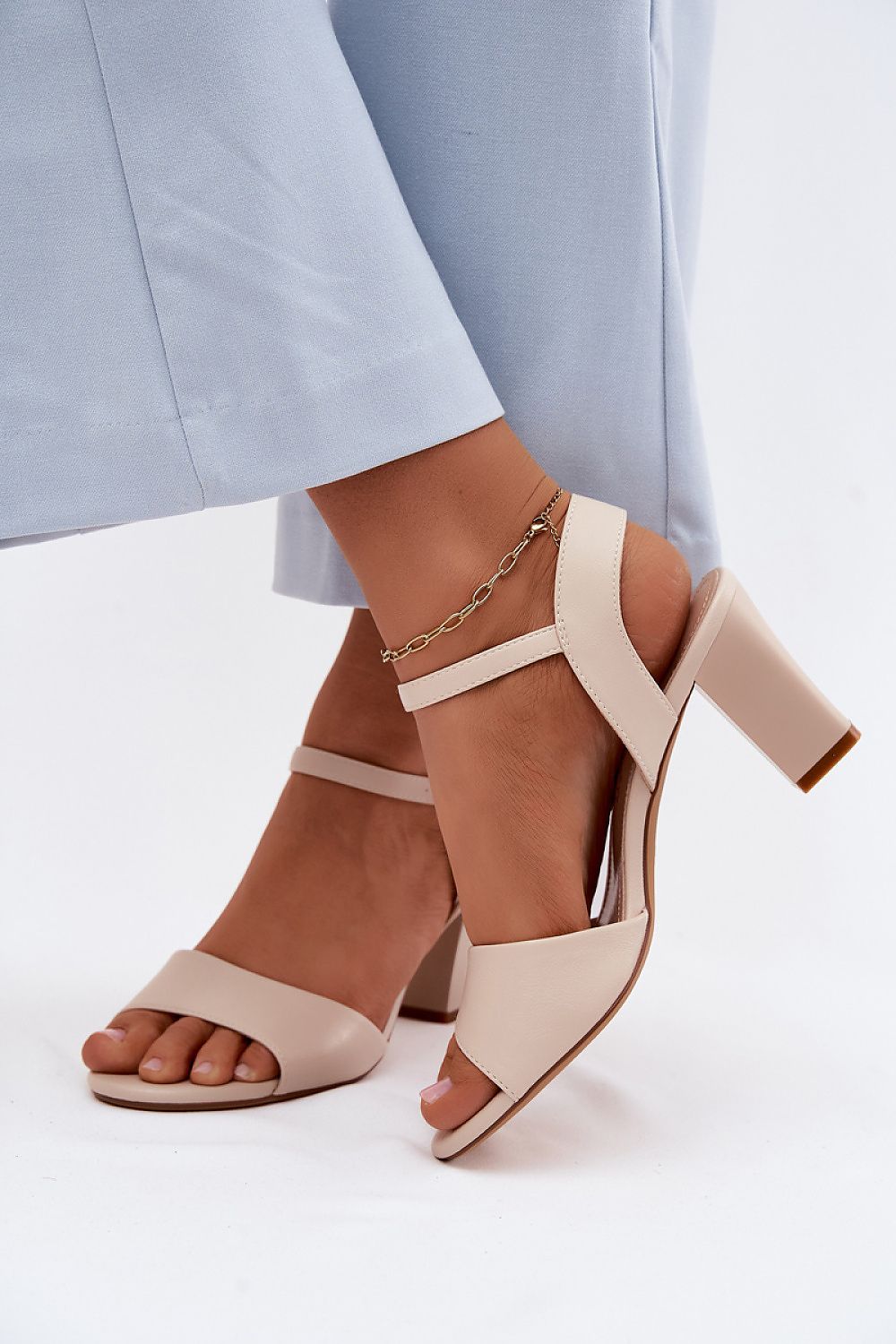 Women's Yellow and Beige Faux Leather Heeled Sandals view 6