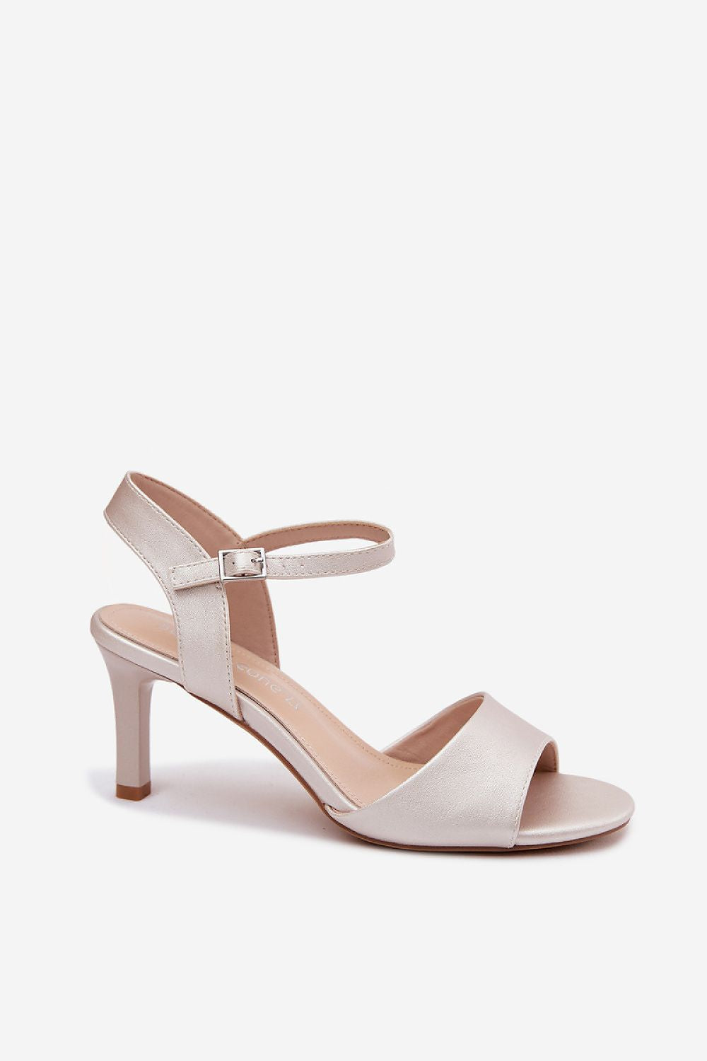 Women's Yellow and Grey Faux Leather Heeled Sandals view 5