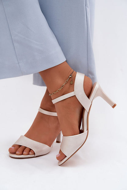 Women's Yellow and Grey Faux Leather Heeled Sandals view 6