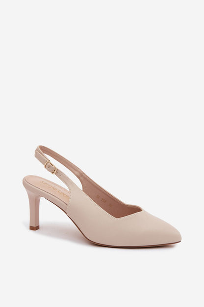 Women's Black and Beige Faux Leather Heeled Sandals view 5