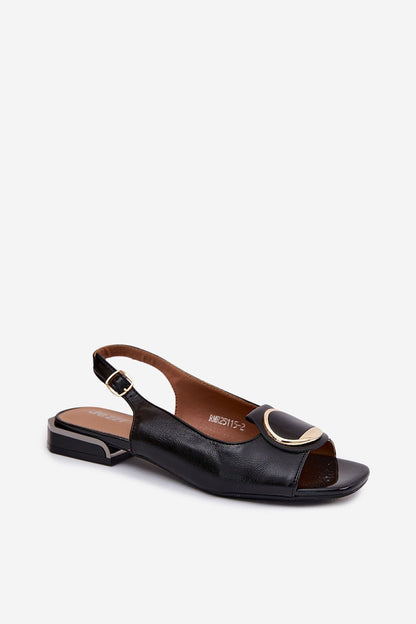 Women's Black Faux Leather 2.5 Cm Heel Sandals side view