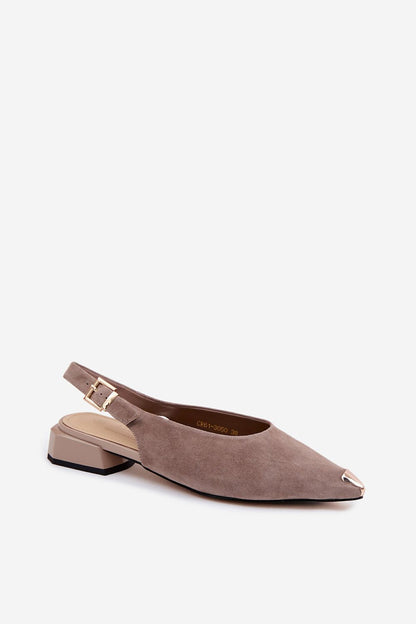 Women's Beige, Red, and Black Suede 3 Cm Heel Sandals side view
