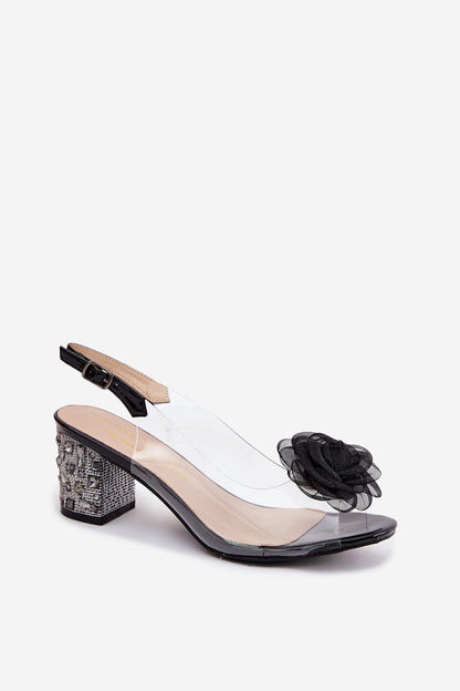 Women's Grey, Black, and Yellow Heeled Sandals view 5