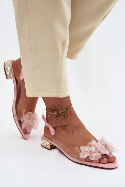 Women's Black, Pink, and Yellow 3 Cm Heel Sandals back view
