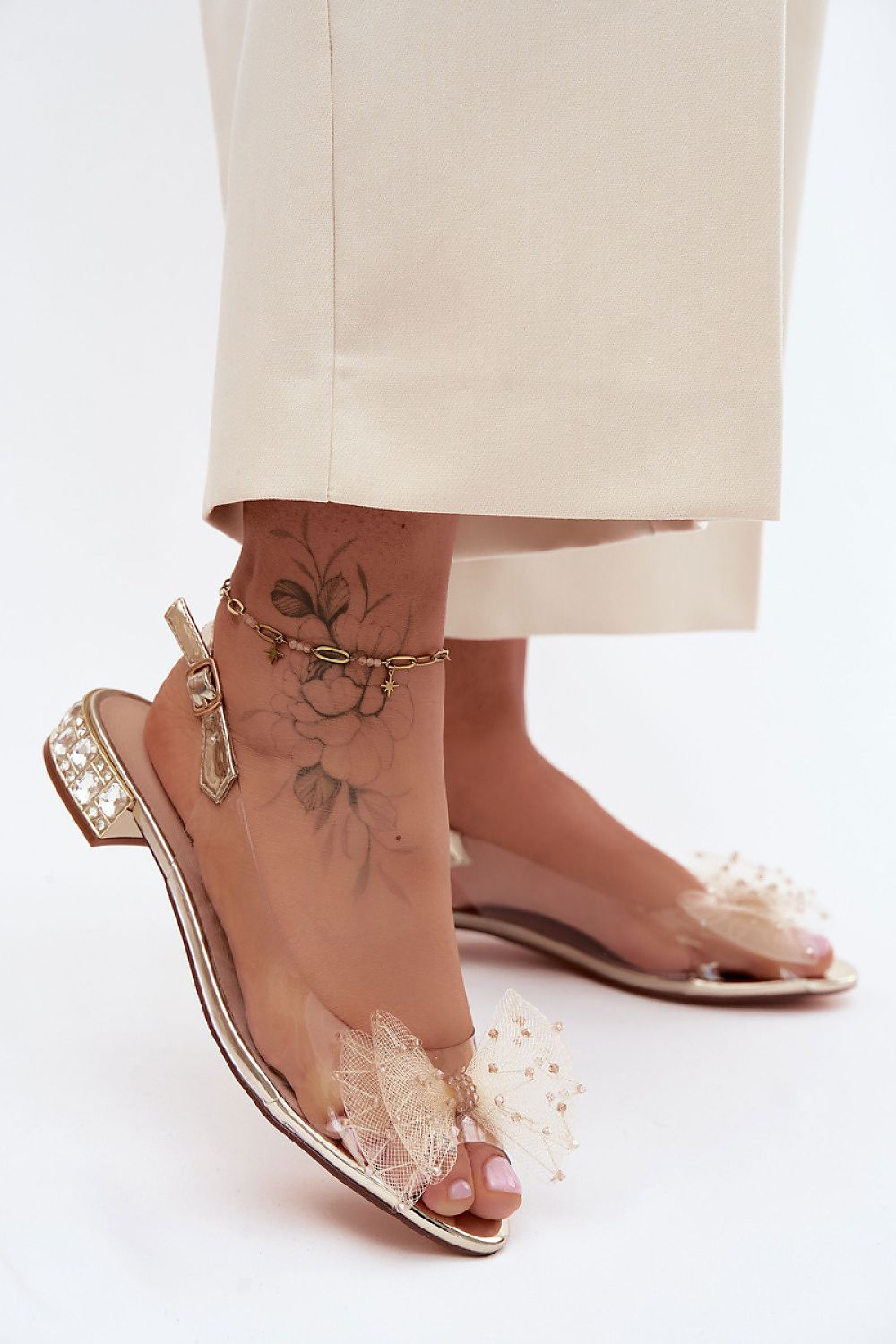 Women's Black, Yellow, and Pink 2.5 Cm Heel Sandals back view