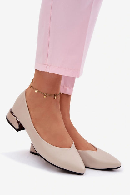 Women's Beige and Black Faux Leather 3.5 Cm Heel Ballet Flats detail view