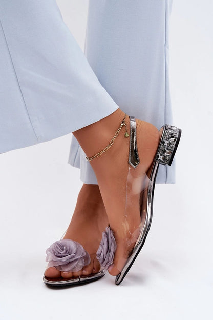 Women's Grey, Black, and Yellow 2.5 Cm Heel Sandals back view