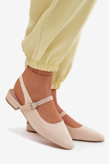 Women's Beige Fabric 2 Cm Heel Sandals back view