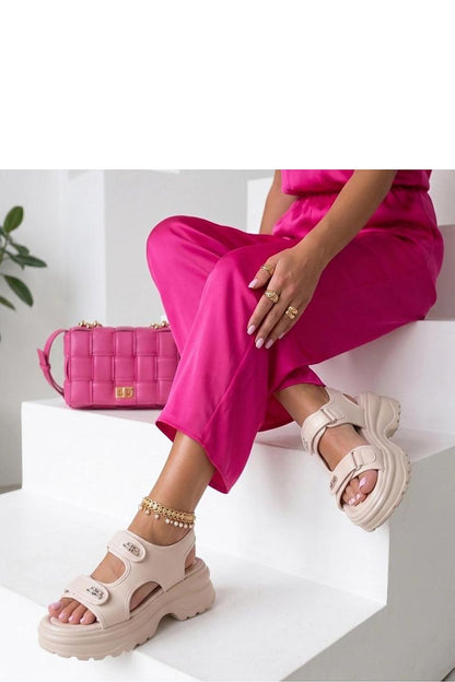 Women's Beige and Black Faux Leather Platform Sandals detail view