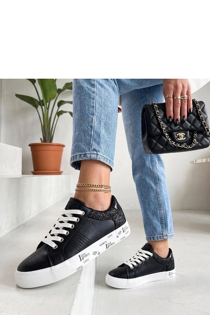 Women's Black and White Faux Leather Platform Sneakers side view