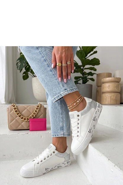 Women's Black and White Faux Leather Platform Sneakers detail view