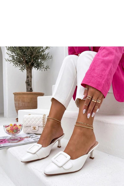 Women's White, Yellow, and Black Faux Leather Block Heel Heeled Sandals side view