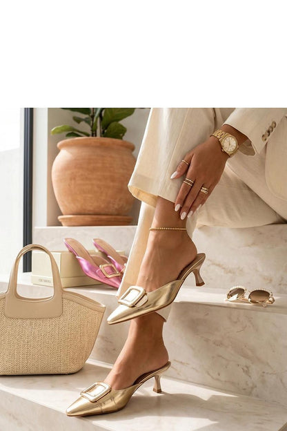 Women's White, Yellow, and Black Faux Leather Block Heel Heeled Sandals detail view