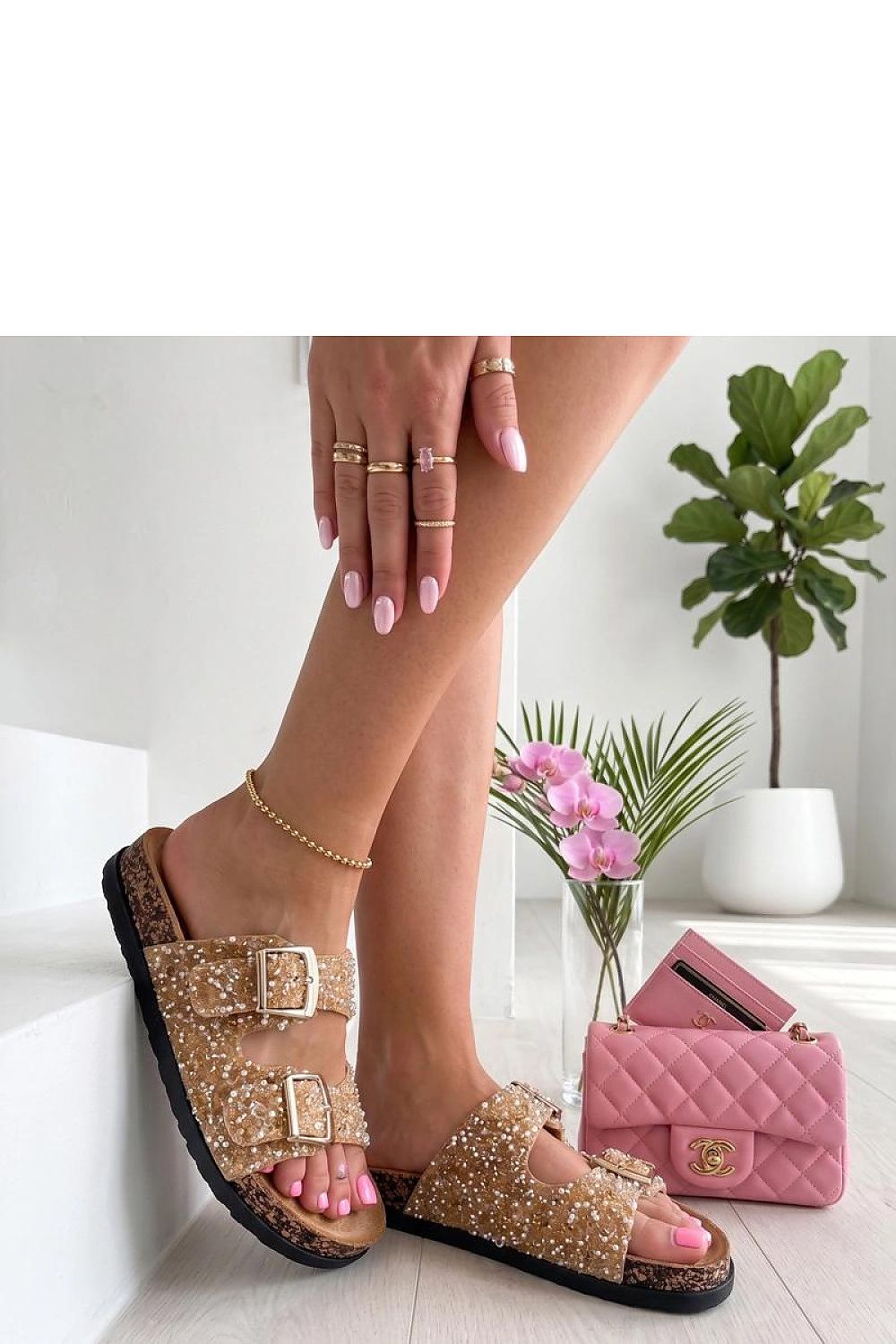 Women's White Platform Sandals front view