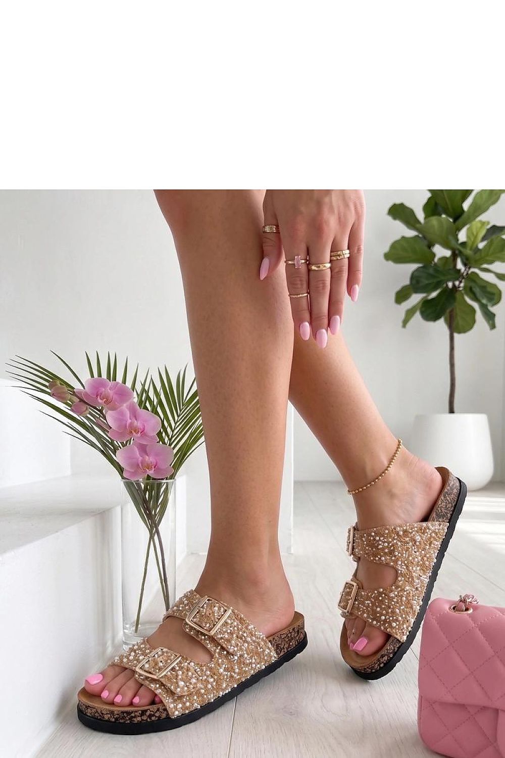Women's White Platform Sandals side view