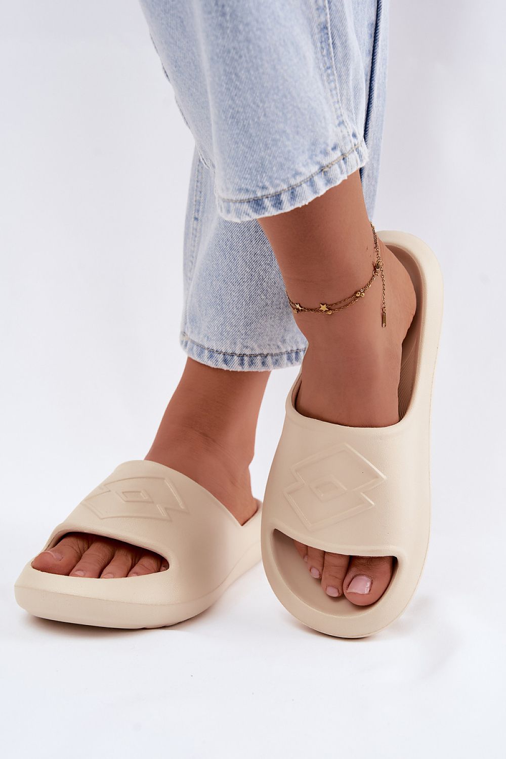 Women's Beige, Black, and Pink Platform Sandals detail view
