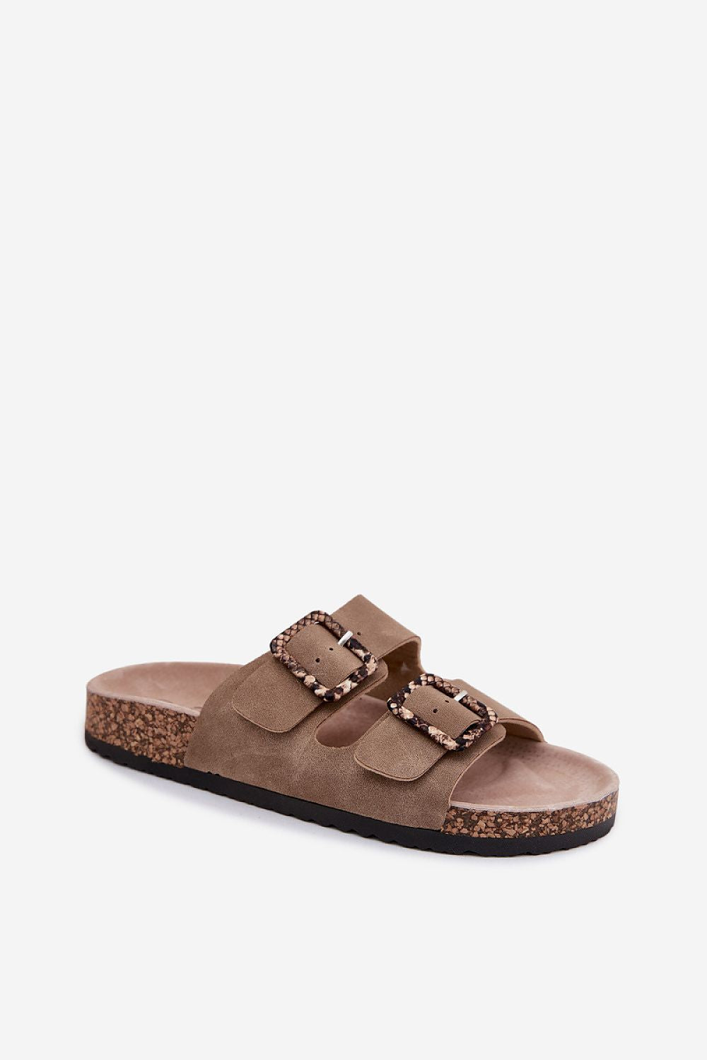 Women's Beige Faux Leather Flip-flops side view