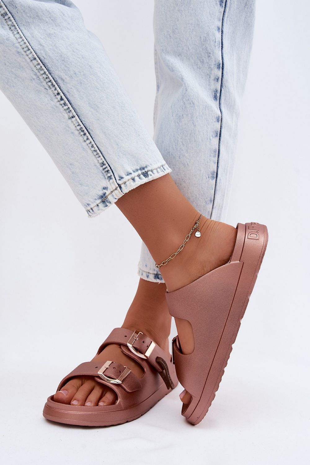 Women's Pink and Yellow Strap Detail Easy-fit Elastic Detail Platform Sandals view 6