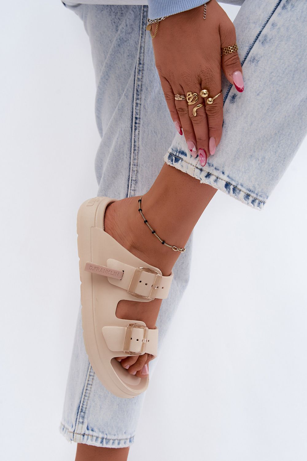 Women's Pink and Yellow Strap Detail Easy-fit Elastic Detail Platform Sandals view 17