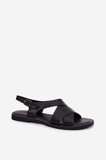 Women's Black and Yellow Faux Leather Strap Detail 1.5 Cm Heel Sandals side view