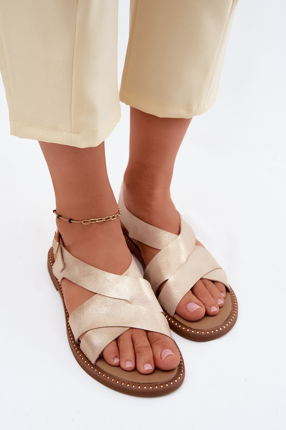 Women's Black and Yellow Faux Leather Strap Detail 1.5 Cm Heel Sandals back view