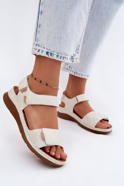 Women's White, Yellow, and Beige Faux Leather 5 Cm Heel Wedge Sandals front view