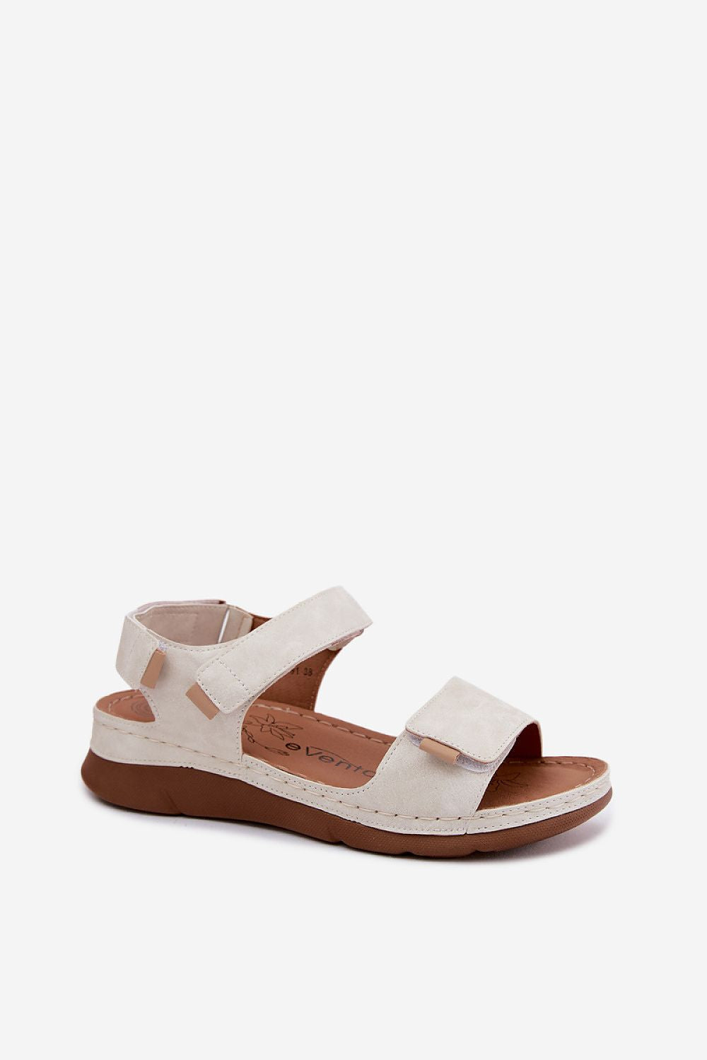Women's White, Yellow, and Beige Faux Leather 5 Cm Heel Wedge Sandals side view
