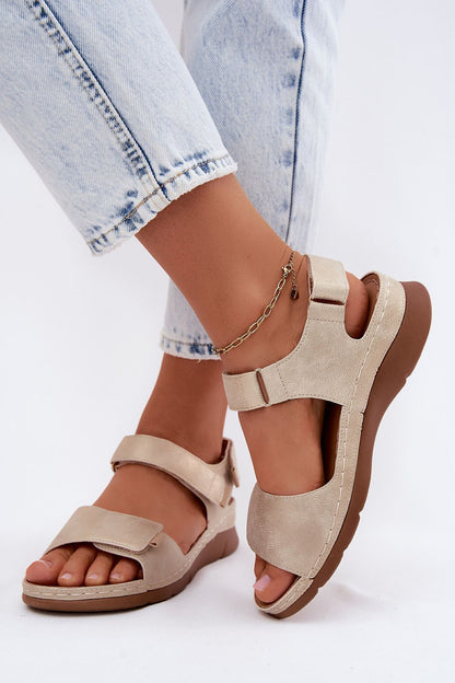Women's White, Yellow, and Beige Faux Leather 5 Cm Heel Wedge Sandals view 6