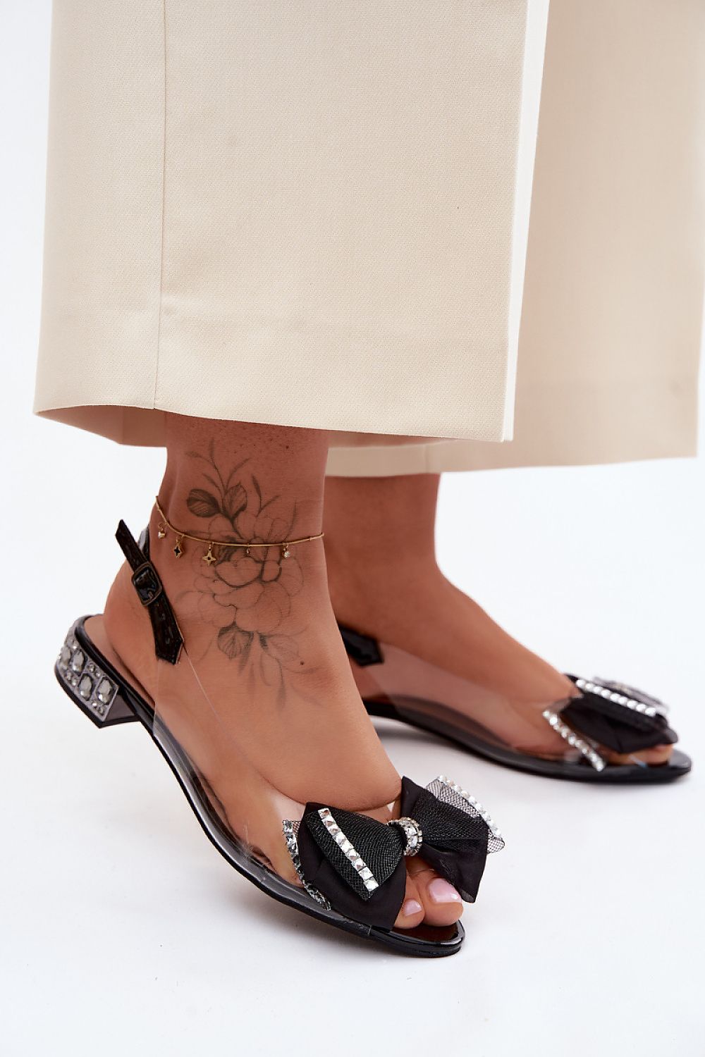 Women's Black, Yellow, and Grey Block Heel Strap Detail Sandals front view