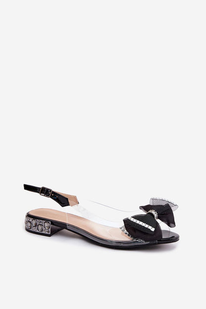 Women's Black, Yellow, and Grey Block Heel Strap Detail Sandals side view