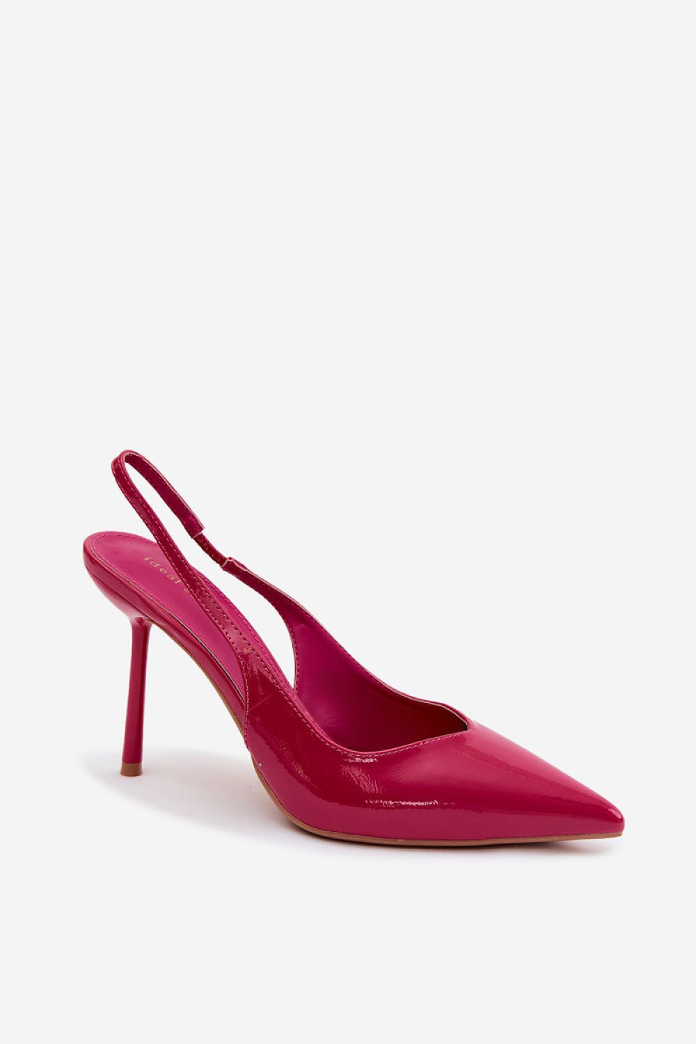 Women's Pink and Black Faux Leather High Heels side view
